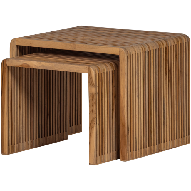 Woood Jasmijn Bijzettafel Recycled Teak Naturel - Set Van 2