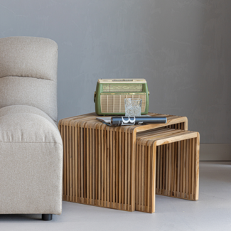 Woood Jasmijn Bijzettafel Recycled Teak Naturel - Set Van 2