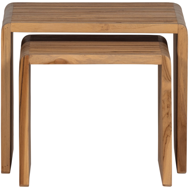 Woood Jasmijn Bijzettafel Recycled Teak Naturel - Set Van 2