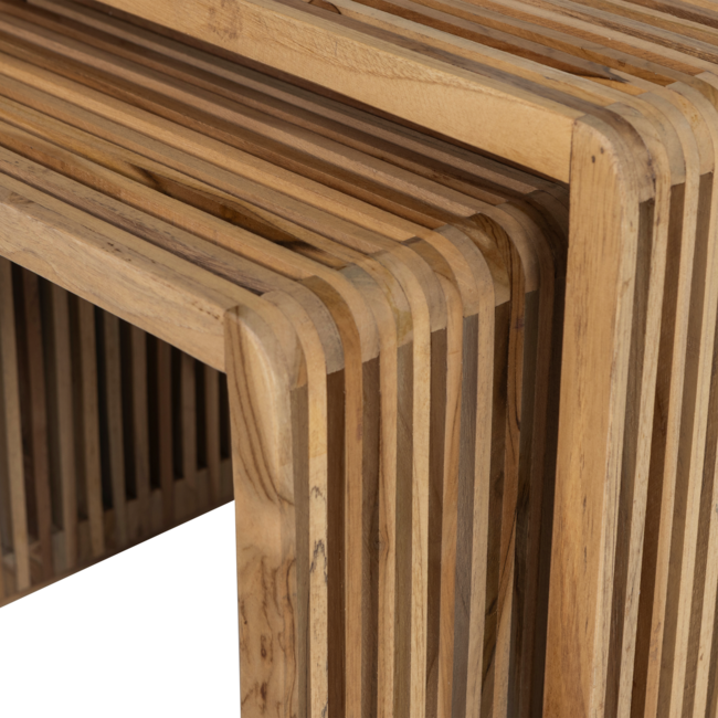 Woood Jasmijn Bijzettafel Recycled Teak Naturel - Set Van 2