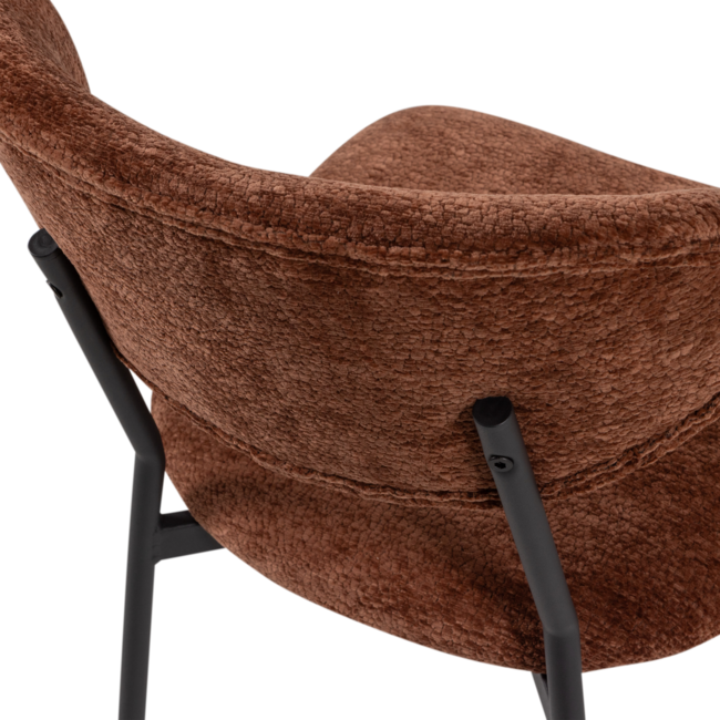 Woood Kjeld Eetkamerstoel Chenille Structuur Bruin