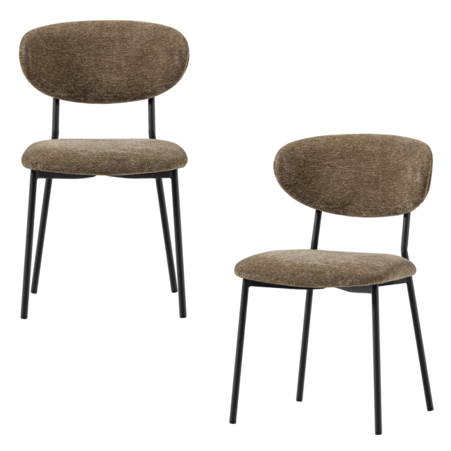 Woood Kjeld Eetkamerstoel Chenille Structuur Groen