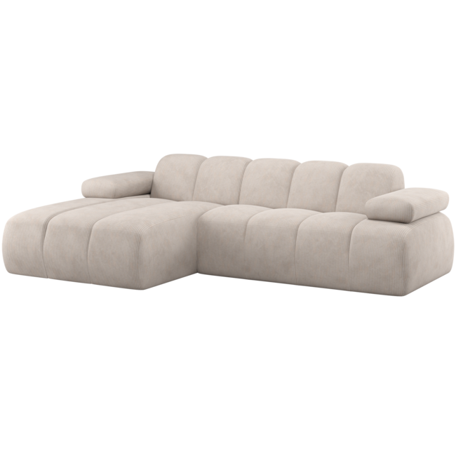 Woood Mojo Chaise Longue Bank Links Ribstof Ecru
