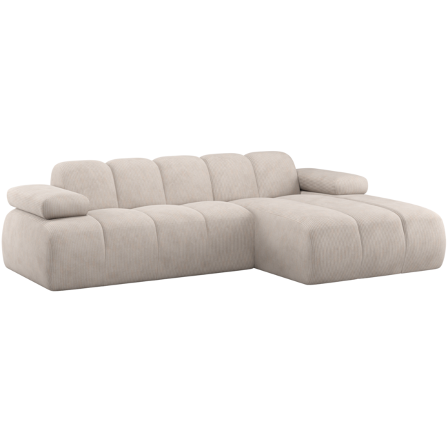 Woood Mojo Chaise Longue Bank Rechts Ribstof Ecru