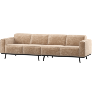 Woood Statement 4-Zits Bank 280 Cm Chenille Velvet Perzikroze