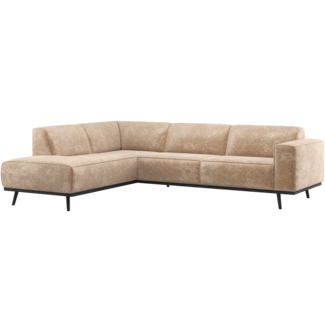 Woood Statement Hoekbank Links Chenille Velvet Perzikroze