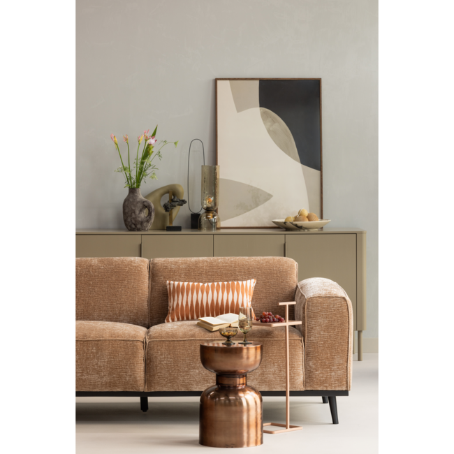 Woood Statement Hoekbank Links Chenille Velvet Perzikroze