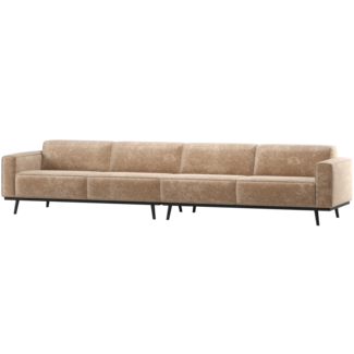 Woood Statement Xl 4-Zits Bank 372 Cm Chenille Velvet Perzikroze