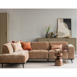 Woood Statement Hoekbank Links Chenille Velvet Perzikroze