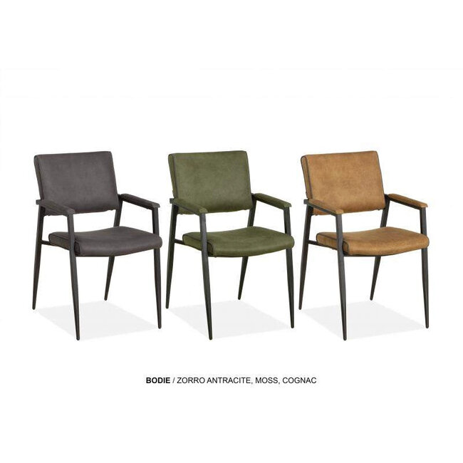 WoonMax Eettafelstoel Bodie Zorro - Cognac, Antraciet, Groen of Taupe