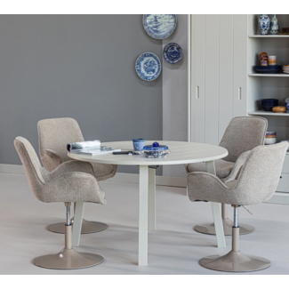 Woood Janne uitschuifbare eettafel rond eiken dakargrau [fsc]