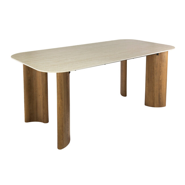 WoonStijl Eettafel Romano Curvo 180 cm Keramiek travertin