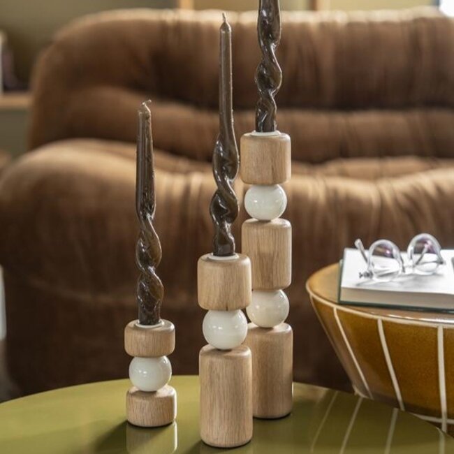 By Boo Kandelaar Belloa - beige - set van 3 kandelaren