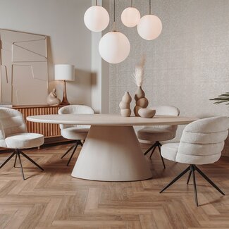 Tower Living Mello Eetkamertafel ovaal beige 220 cm showroommodel Tower Living Mello Eetkamertafel ovaal beige 220 cm showroommodel