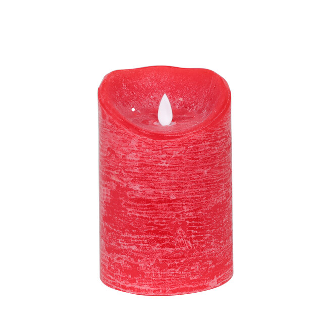 PTMD LED Licht Kaars rustiek rood met beweegbare vlam L