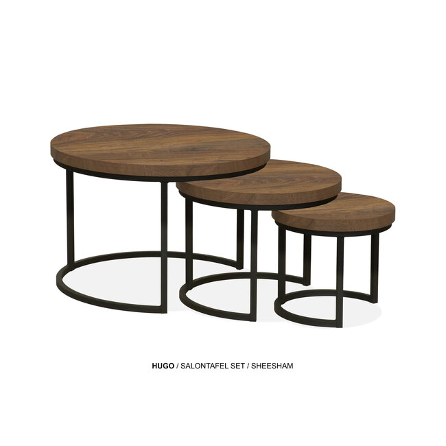 WoonMax Set van 3 salontafels Hugo met stalen onderstel