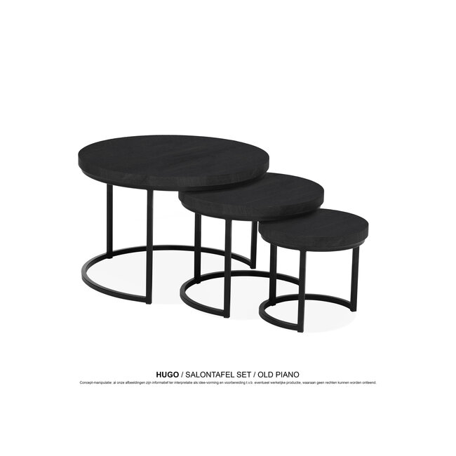 WoonMax Set van 3 salontafels Hugo met stalen onderstel
