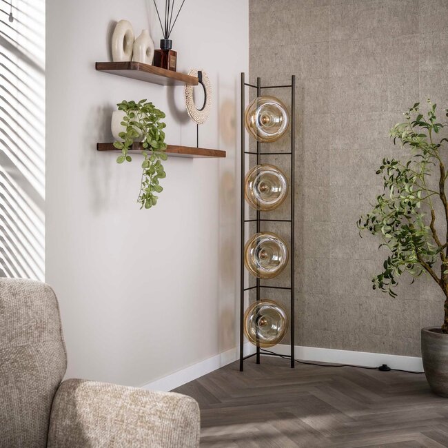 WoonStijl Vloerlamp Soll 4-lichts Amber glas