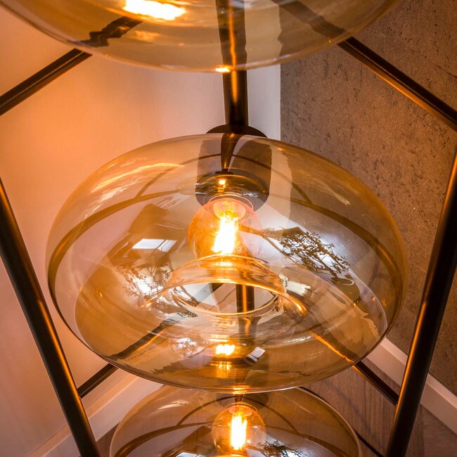 WoonStijl Vloerlamp Soll 4-lichts Amber glas