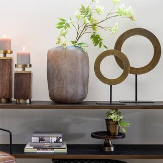 Light en Living Ornament op voet Ø35x56 cm WAIWO ruw antiek brons-mat zwart