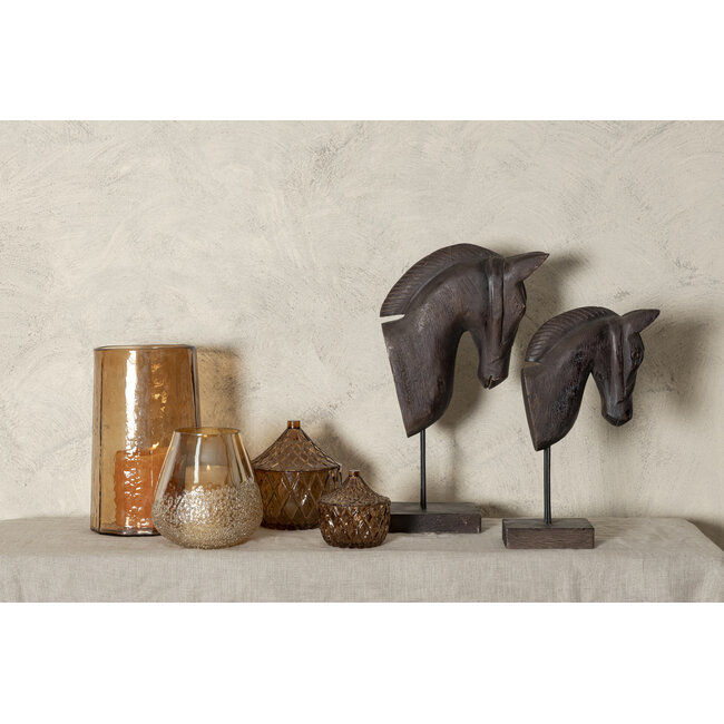 PTMD Ameara Amber glas rond taps windlicht M