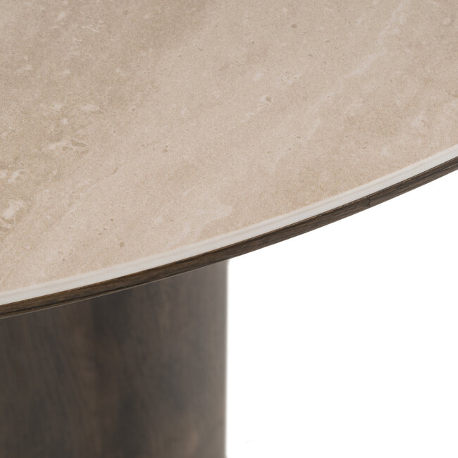 Richmond Interiors  Eettafel Ritz Brown Ø120 | Richmond Interiors | Travertin & Eikenfineer | De Woon Winkel