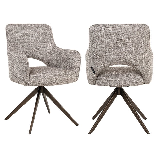 Richmond Interiors  Eetkamerstoel Ginerva earth tweed swivel