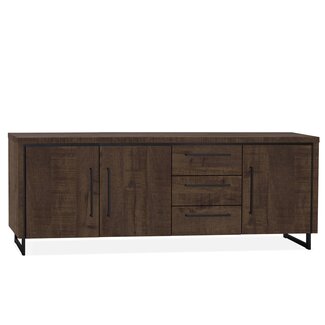 WoonMax Rimini dressoir 3 deurs Darkmango - 3 lades Lamulux mango 225 cm