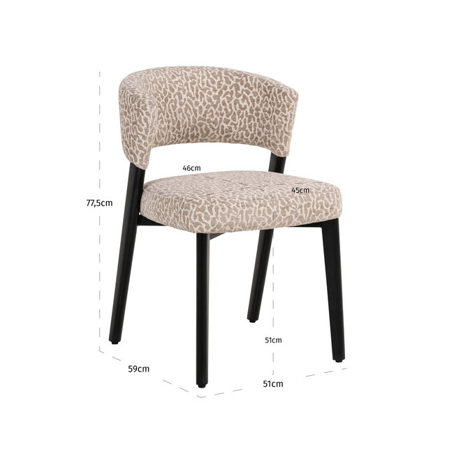 Richmond Interiors  Eetkamerstoel Zeno beige leopard