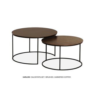 WoonMax Salontafel Harlow set van 2 - lamulux geborsteld gehamerd koper