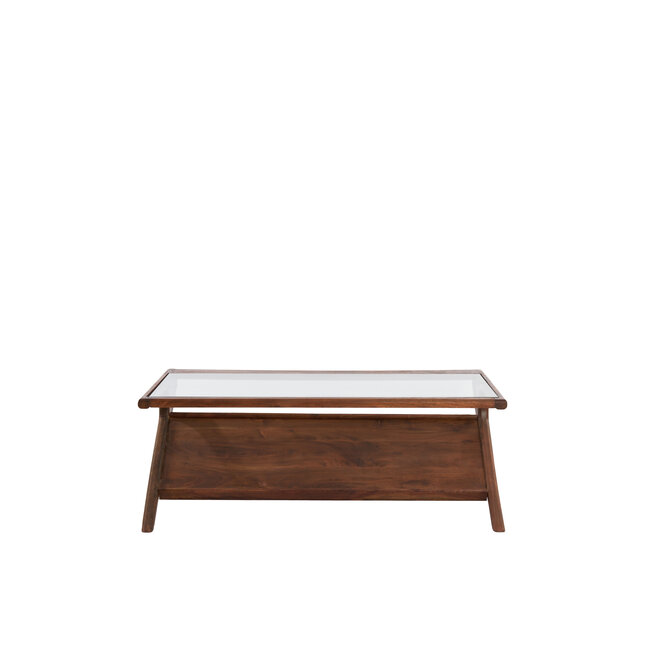 Light en Living Salontafel 112x70x41 cm YUKI acacia hout donker bruin+glas