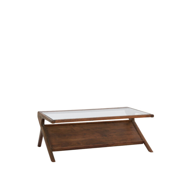 Light en Living Salontafel 112x70x41 cm YUKI acacia hout donker bruin+glas