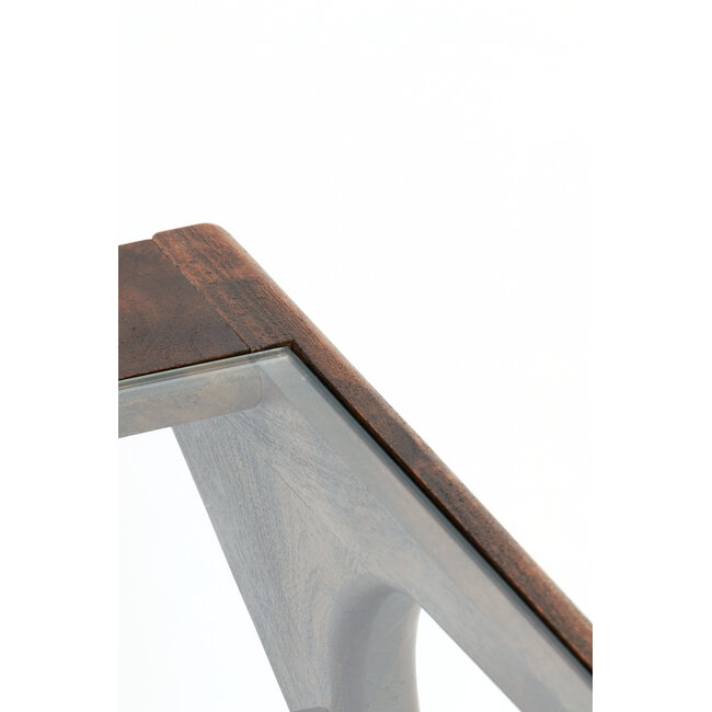 Light en Living Salontafel 112x70x41 cm YUKI acacia hout donker bruin+glas