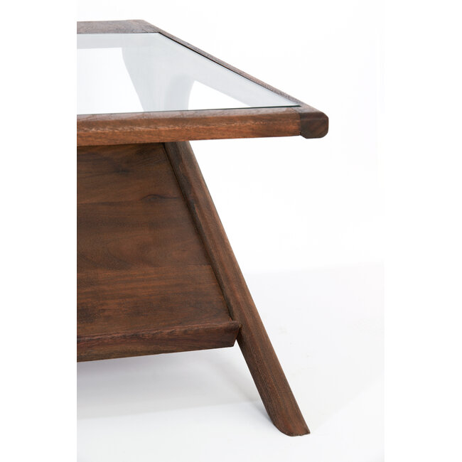 WoonMax Salontafel 112x70x41 cm YUKI acacia hout donker bruin+glas