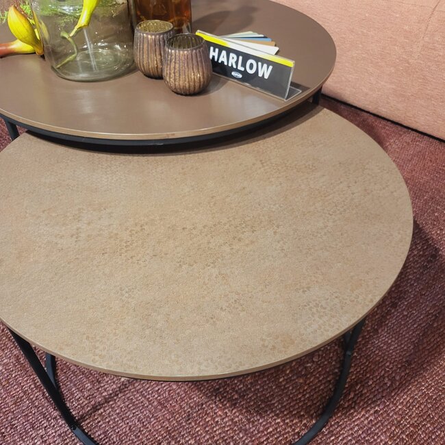 WoonMax Salontafel Harlow set van 2 - lamulux geborsteld gehamerd koper