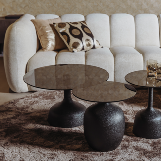 Tower Living Elba Bijzettafel glas zwart rond 40 cm