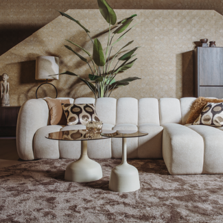 Tower Living Elba Bijzettafel glas gebroken wit rond 40 cm