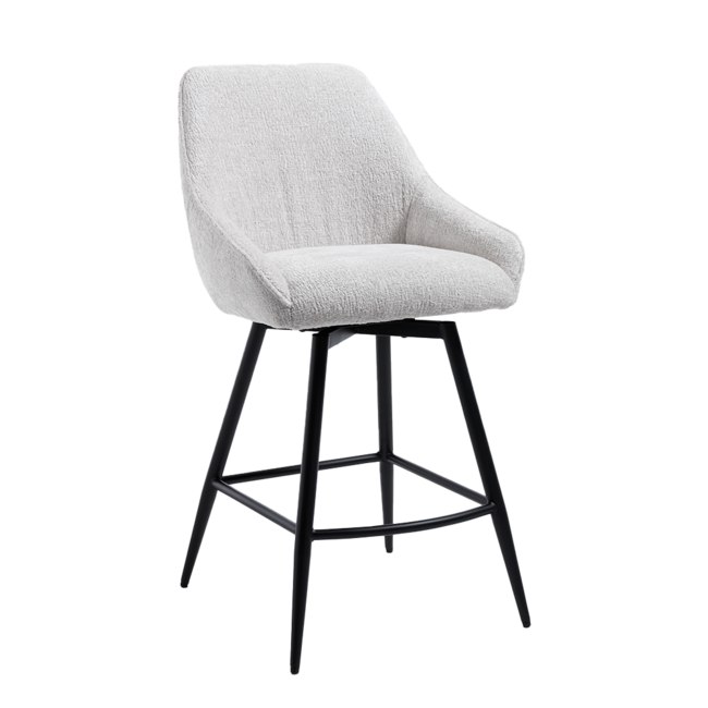 Tower Living Trino Barstoel - fabric Trenza 04 white (draaibaar)