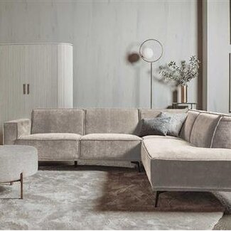 Tower Living Bank Leeds - 2,5 zits + ottomane  Rechts - City 120 Beige