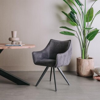 Tower Living Riviera Armstoel - fabric Brego 18 dark grey (draaibaar)