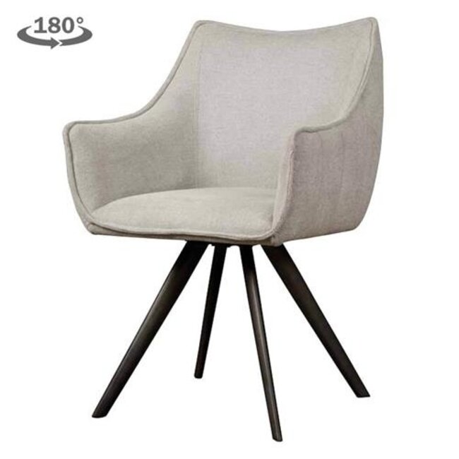 Tower Living Riviera Armstoel - fabric Brego 02 light grey (draaibaar)