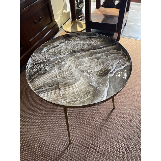 PTMD Bijzettafel Jiven Goud / Marmer print