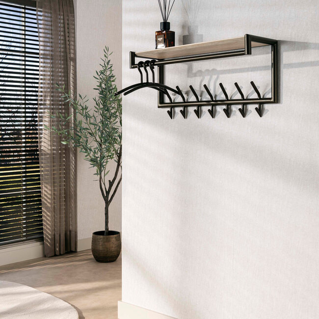 WoonStijl Kapstok Terra roede en hoedenplank 2x7 haken