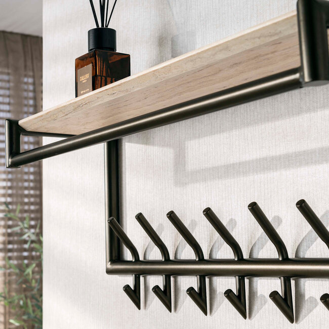 WoonStijl Kapstok Terra roede en hoedenplank 2x7 haken