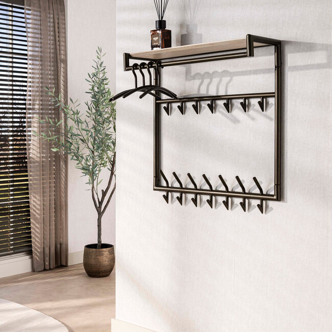 WoonStijl Kapstok Terra hoog roede en hoedenplank 3x7 haken