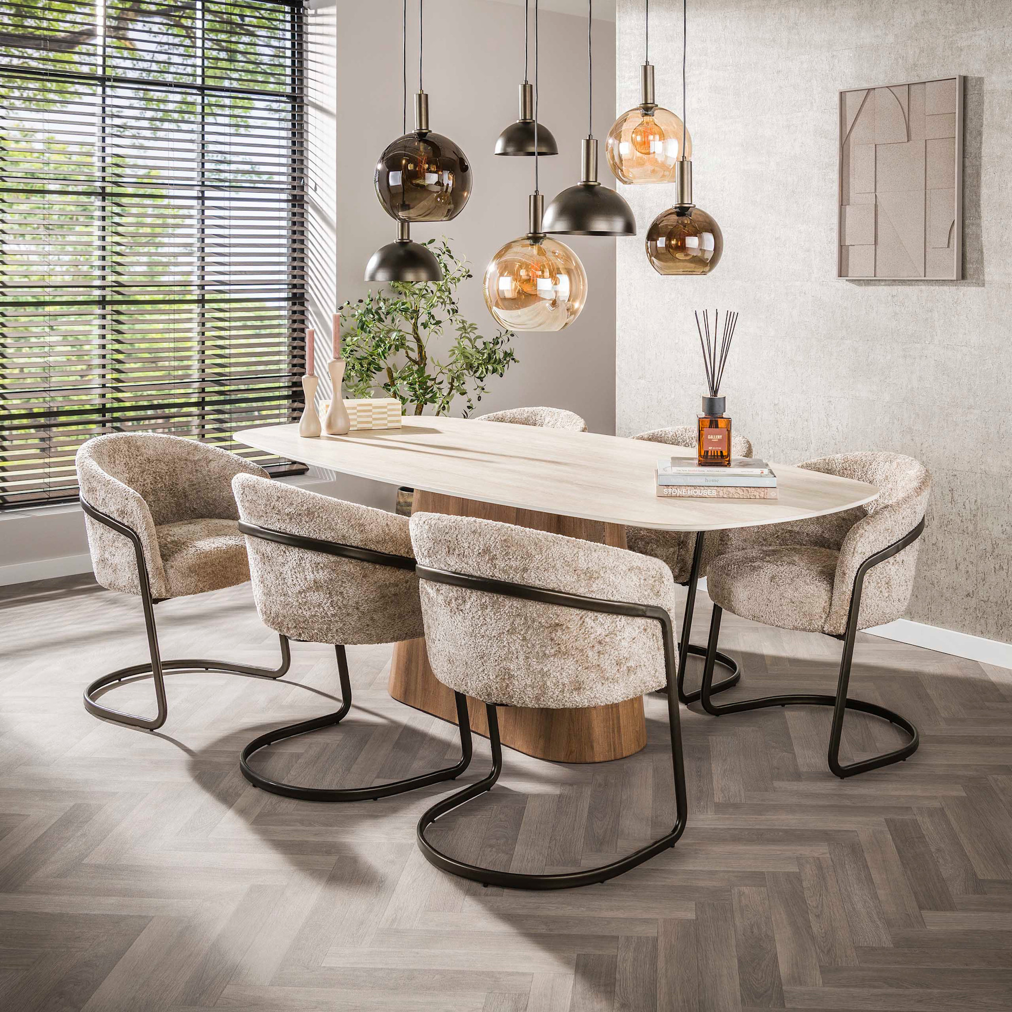 Eettafel Romano Centro Deens Ovaal 215 cm – Keramiek Travertin | Roman ...