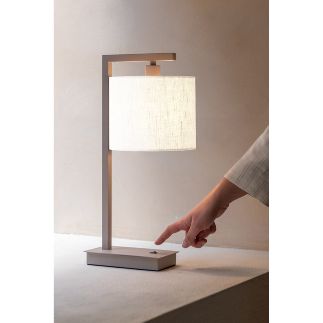 it's about RoMi Tafellamp Boston zand/kap 1815 wit