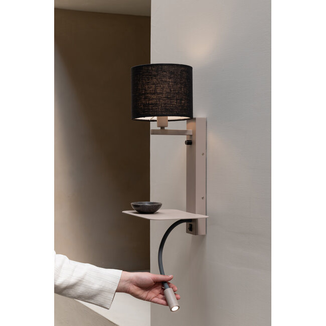 it's about RoMi Wandlamp Florence+leeslamp zand/kap 1815 zwart