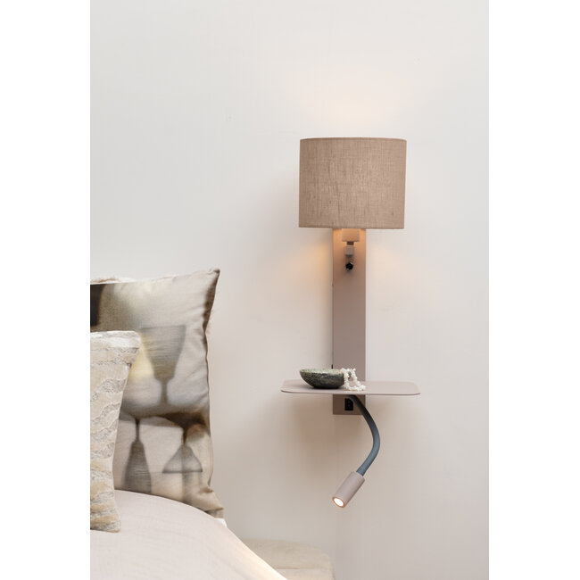 it's about RoMi Wandlamp Florence+leeslamp zand/kap 1815 linnen donker