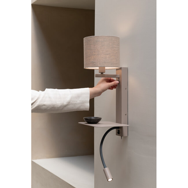 it's about RoMi Wandlamp Florence+leeslamp zand/kap 1815 linnen donker